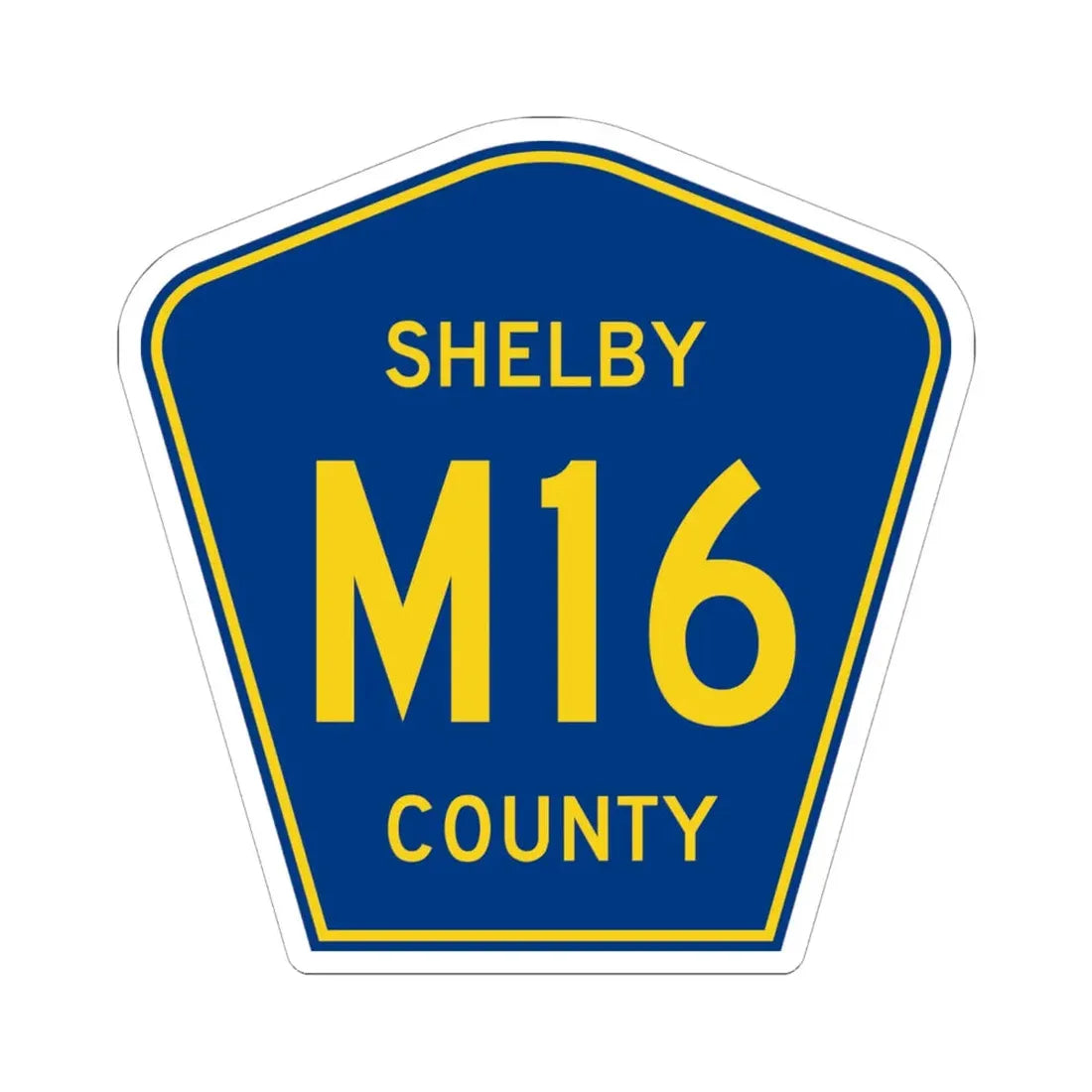 Shelby County Route M16 IA (Iowa) (Road Sign) STICKER Vinyl Kiss-Cut Decal 6 Inch White - The Sticker Space