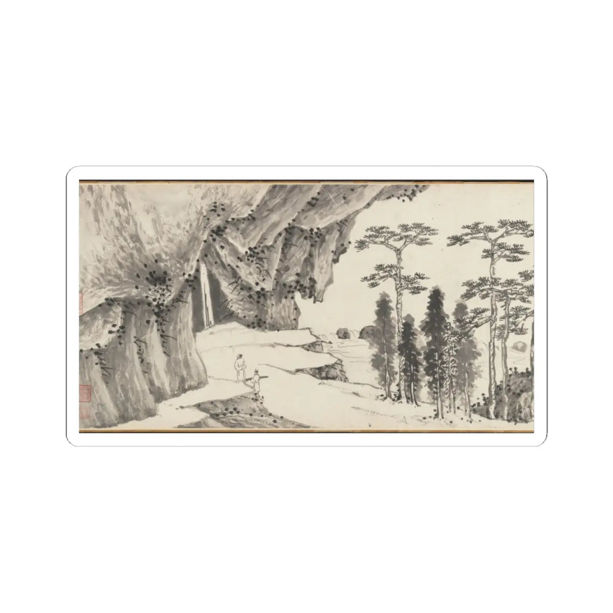 Shen Zhou - Joint Landscape - ca. 1509 and 1546 v1 - STICKER Vinyl Kiss-Cut Decal