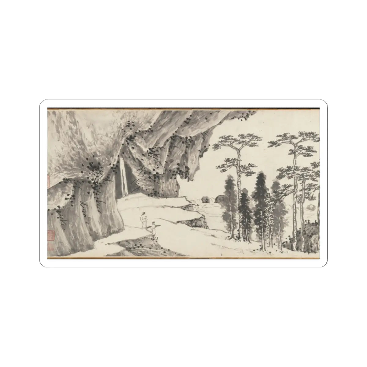 Shen Zhou - Joint Landscape - ca. 1509 and 1546 v1 - STICKER Vinyl Kiss-Cut Decal