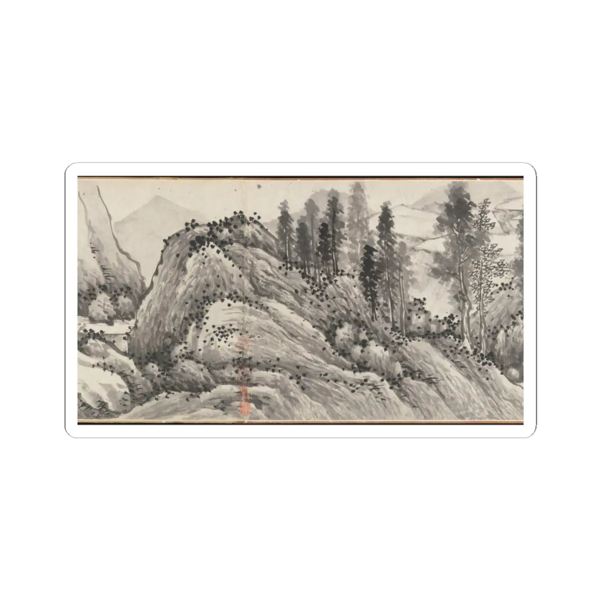 Shen Zhou - Joint Landscape - ca. 1509 and 1546 v14 - STICKER Vinyl Kiss-Cut Decal