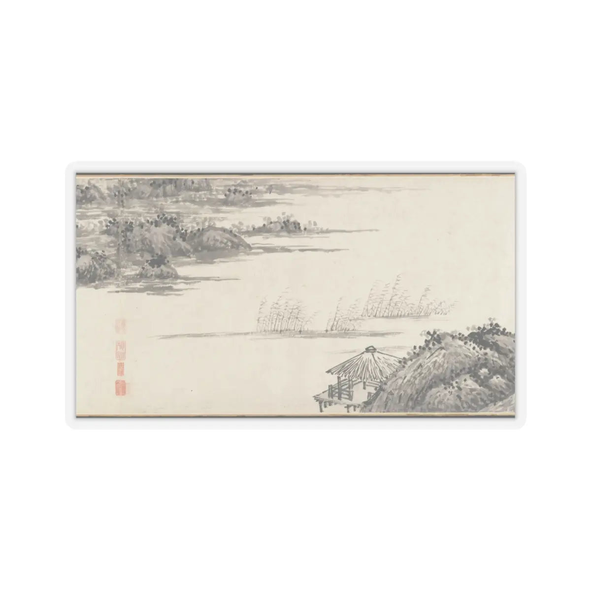 Shen Zhou - Joint Landscape - ca. 1509 and 1546 v22 - STICKER Vinyl Kiss-Cut Decal
