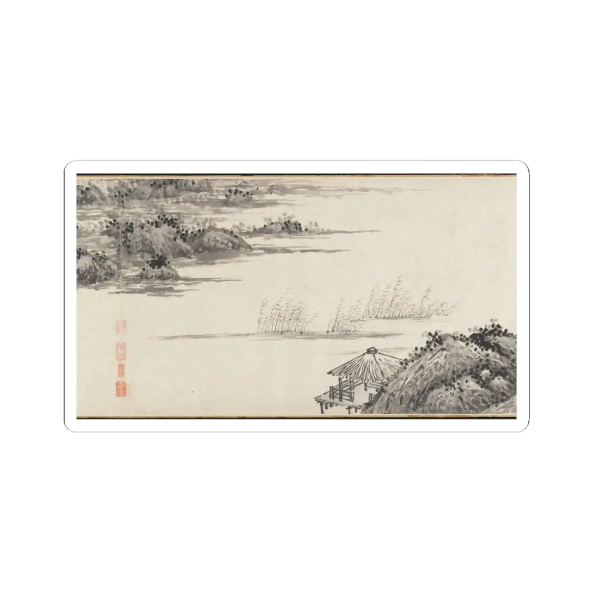 Shen Zhou - Joint Landscape - ca. 1509 and 1546 v22 - STICKER Vinyl Kiss-Cut Decal