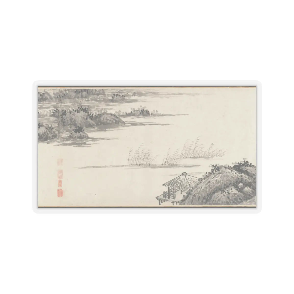 Shen Zhou - Joint Landscape - ca. 1509 and 1546 v22 - STICKER Vinyl Kiss-Cut Decal