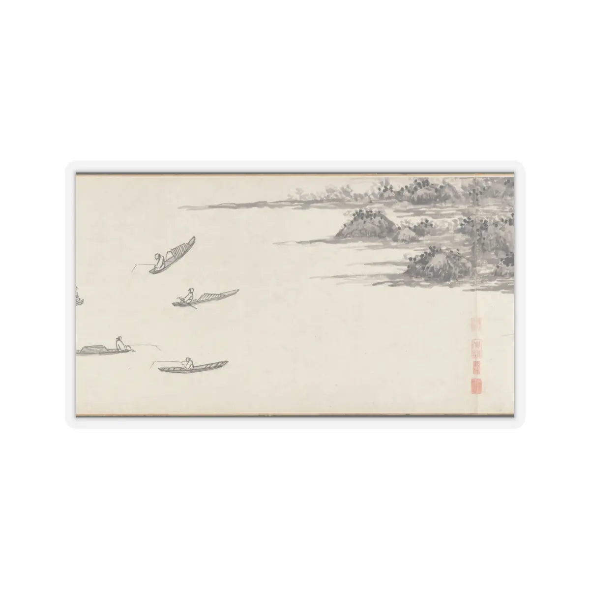 Shen Zhou - Joint Landscape - ca. 1509 and 1546 v23 - STICKER Vinyl Kiss-Cut Decal