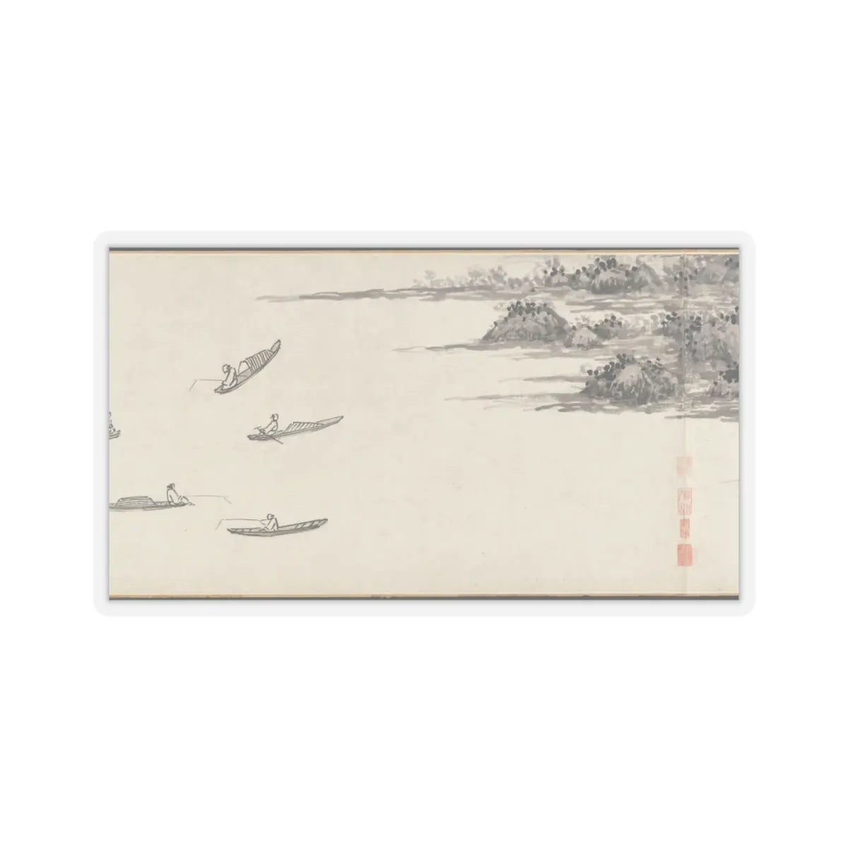 Shen Zhou - Joint Landscape - ca. 1509 and 1546 v23 - STICKER Vinyl Kiss-Cut Decal