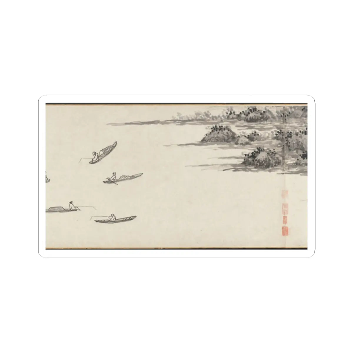Shen Zhou - Joint Landscape - ca. 1509 and 1546 v23 - STICKER Vinyl Kiss-Cut Decal