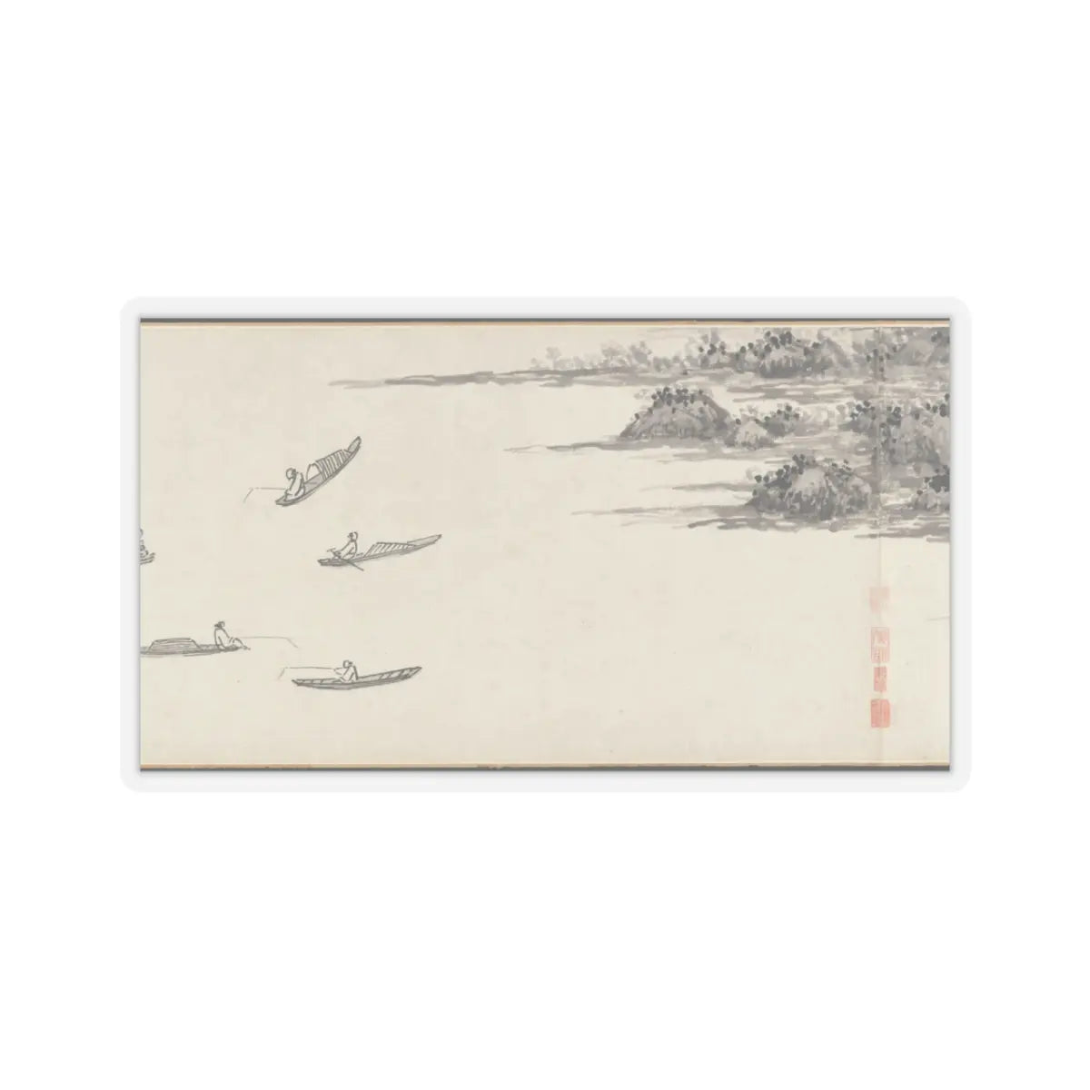 Shen Zhou - Joint Landscape - ca. 1509 and 1546 v23 - STICKER Vinyl Kiss-Cut Decal