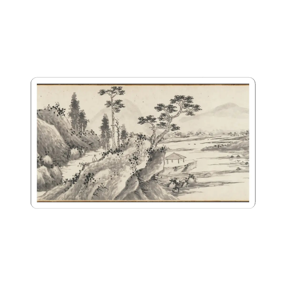 Shen Zhou - Joint Landscape - ca. 1509 and 1546 v29 - STICKER Vinyl Kiss-Cut Decal