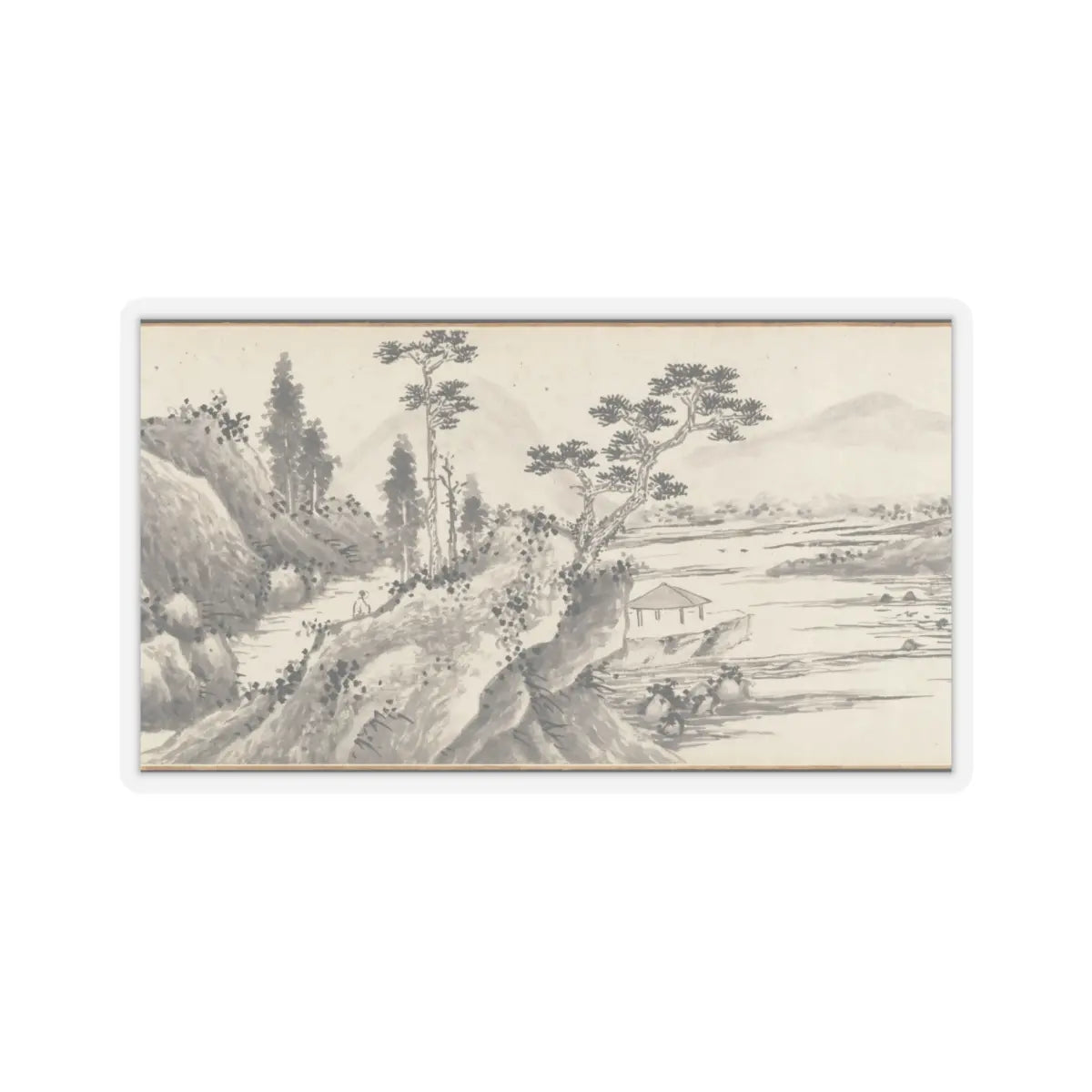 Shen Zhou - Joint Landscape - ca. 1509 and 1546 v29 - STICKER Vinyl Kiss-Cut Decal