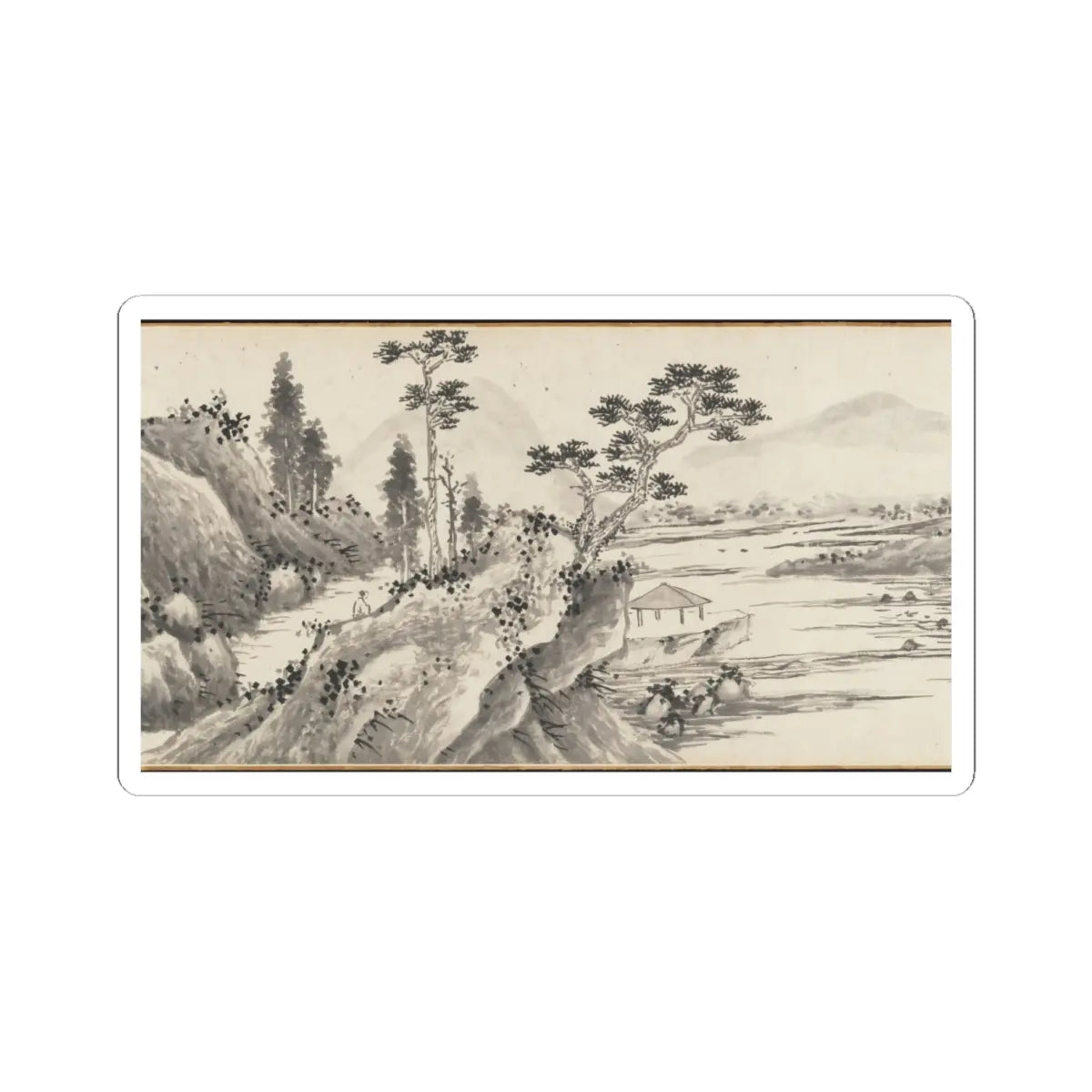 Shen Zhou - Joint Landscape - ca. 1509 and 1546 v29 - STICKER Vinyl Kiss-Cut Decal
