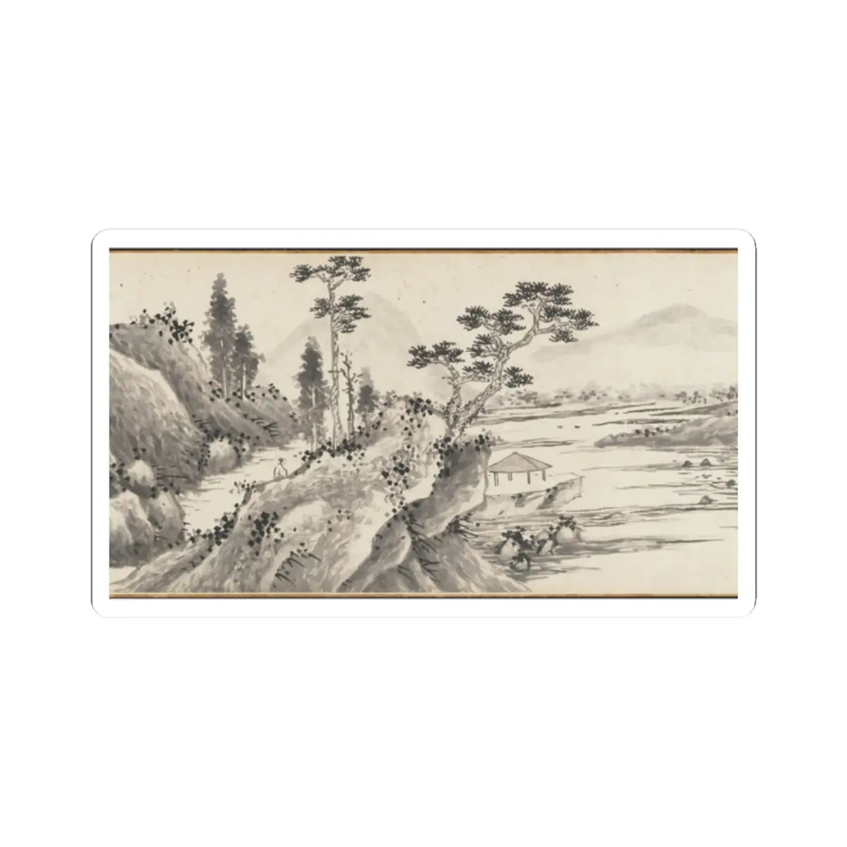 Shen Zhou - Joint Landscape - ca. 1509 and 1546 v29 - STICKER Vinyl Kiss-Cut Decal