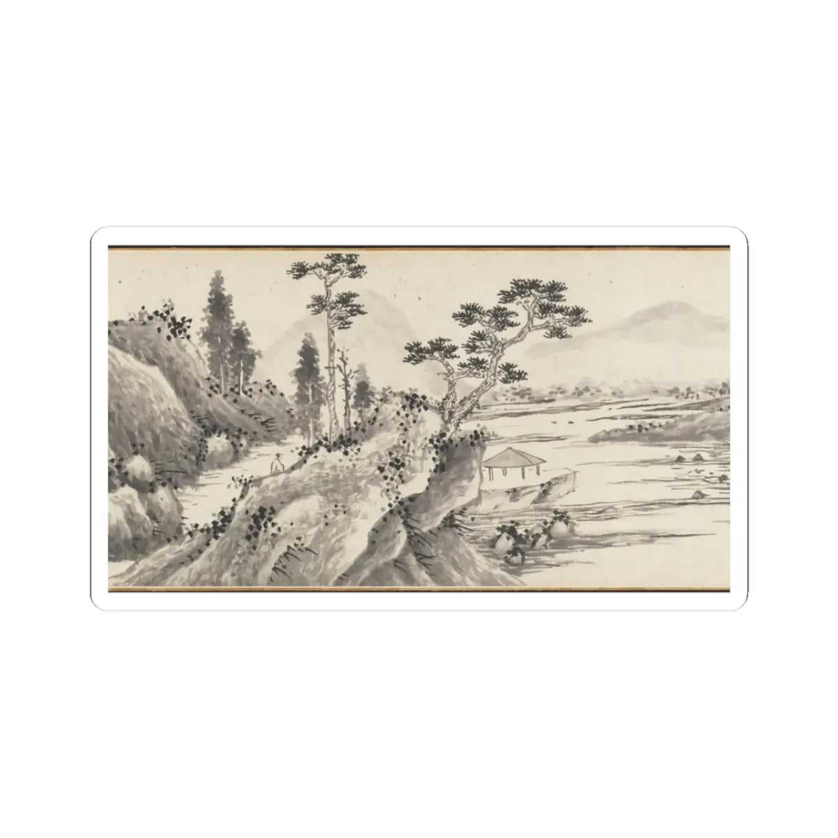 Shen Zhou - Joint Landscape - ca. 1509 and 1546 v29 - STICKER Vinyl Kiss-Cut Decal
