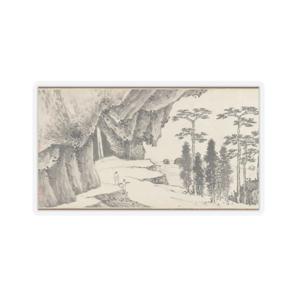 Shen Zhou - Joint Landscape - ca. 1509 and 1546 v33 - STICKER Vinyl Kiss-Cut Decal