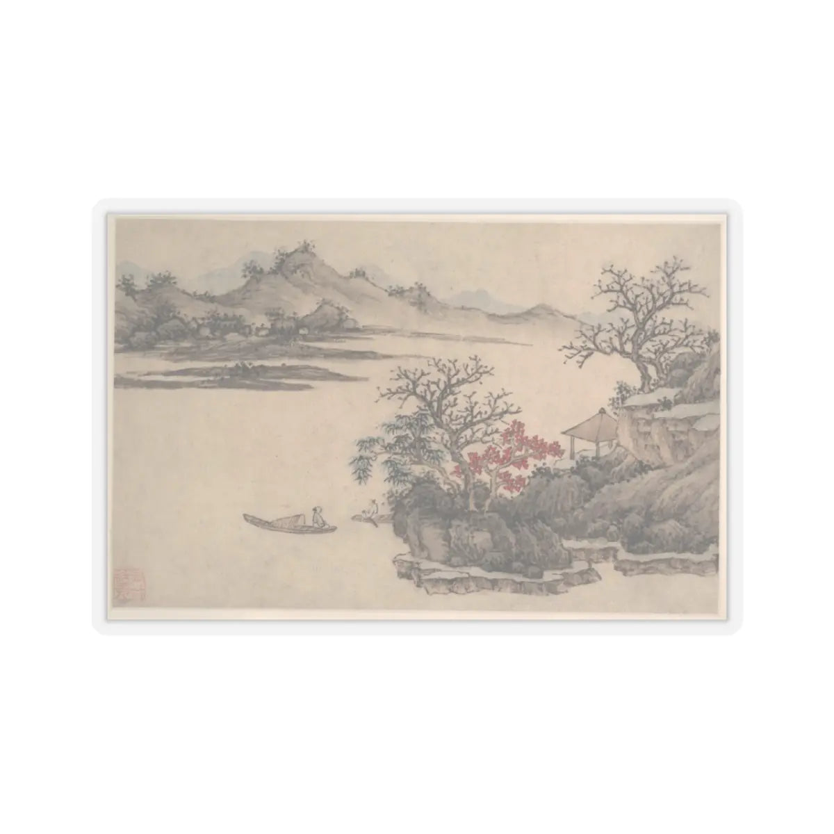 Shen Zhou - Landscape with Autumn Foliage - unknown - STICKER Vinyl Kiss-Cut Decal