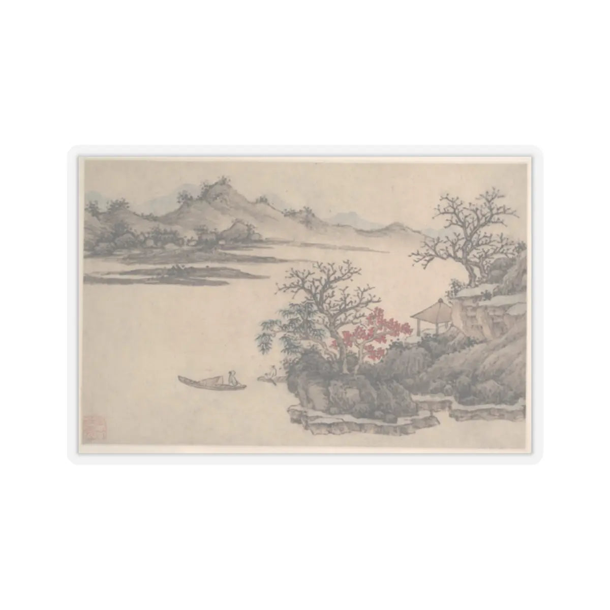 Shen Zhou - Landscape with Autumn Foliage - unknown - STICKER Vinyl Kiss-Cut Decal
