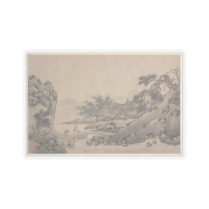 Shen Zhou - Landscape with Man Crossing Bridge - unknown - STICKER Vinyl Kiss-Cut Decal