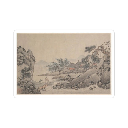 Shen Zhou - Landscape with Man Crossing Bridge - unknown - STICKER Vinyl Kiss-Cut Decal