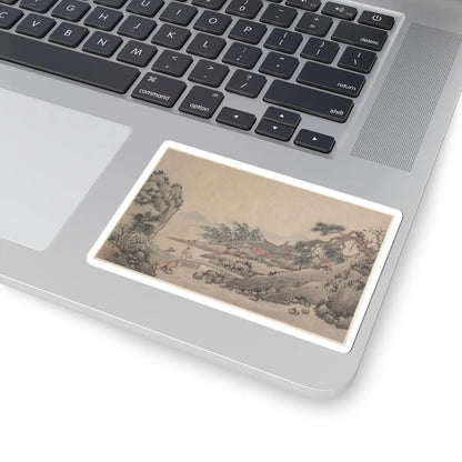 Shen Zhou - Landscape with Man Crossing Bridge - unknown - STICKER Vinyl Kiss-Cut Decal