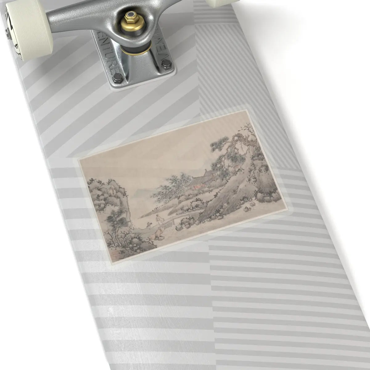 Shen Zhou - Landscape with Man Crossing Bridge - unknown - STICKER Vinyl Kiss-Cut Decal