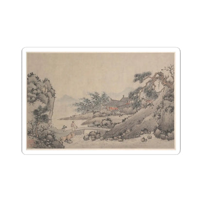 Shen Zhou - Landscape with Man Crossing Bridge - unknown - STICKER Vinyl Kiss-Cut Decal