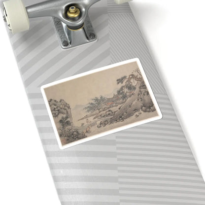 Shen Zhou - Landscape with Man Crossing Bridge - unknown - STICKER Vinyl Kiss-Cut Decal