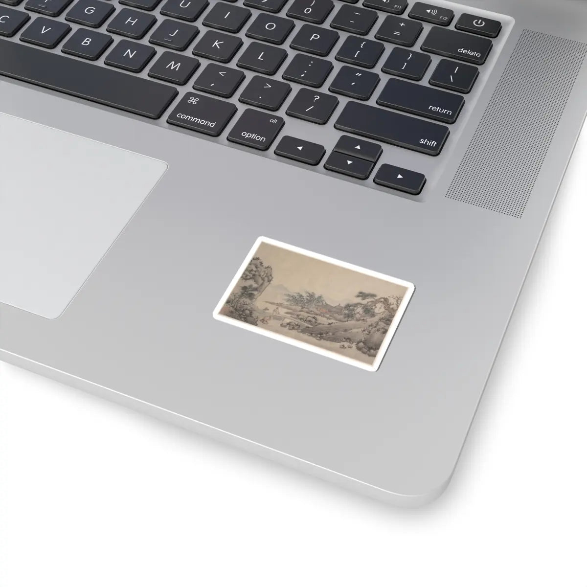 Shen Zhou - Landscape with Man Crossing Bridge - unknown - STICKER Vinyl Kiss-Cut Decal