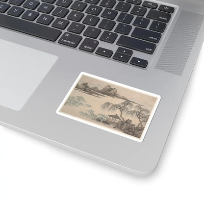Shen Zhou - Landscape with Pavilion and Willows - unknown - STICKER Vinyl Kiss-Cut Decal