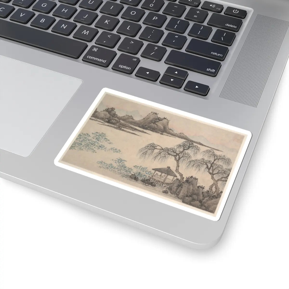Shen Zhou - Landscape with Pavilion and Willows - unknown - STICKER Vinyl Kiss-Cut Decal