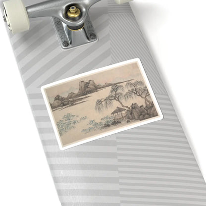 Shen Zhou - Landscape with Pavilion and Willows - unknown - STICKER Vinyl Kiss-Cut Decal