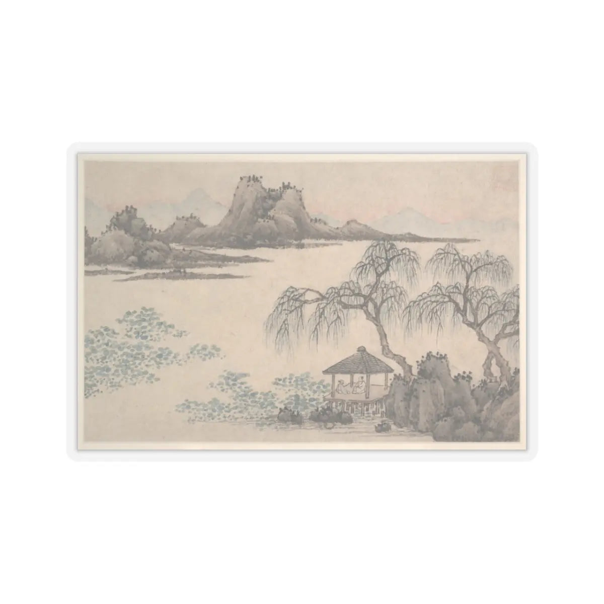 Shen Zhou - Landscape with Pavilion and Willows - unknown - STICKER Vinyl Kiss-Cut Decal