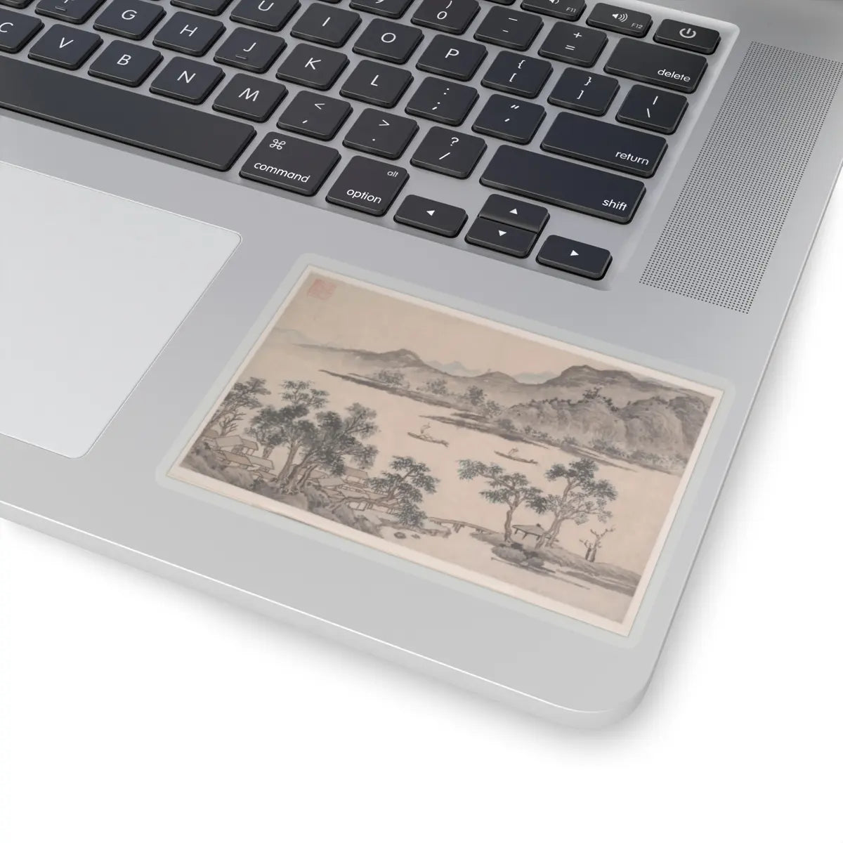 Shen Zhou - Landscape with Sailboats - unknown - STICKER Vinyl Kiss-Cut Decal