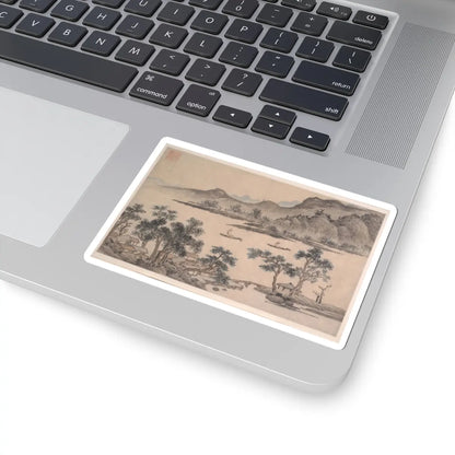 Shen Zhou - Landscape with Sailboats - unknown - STICKER Vinyl Kiss-Cut Decal