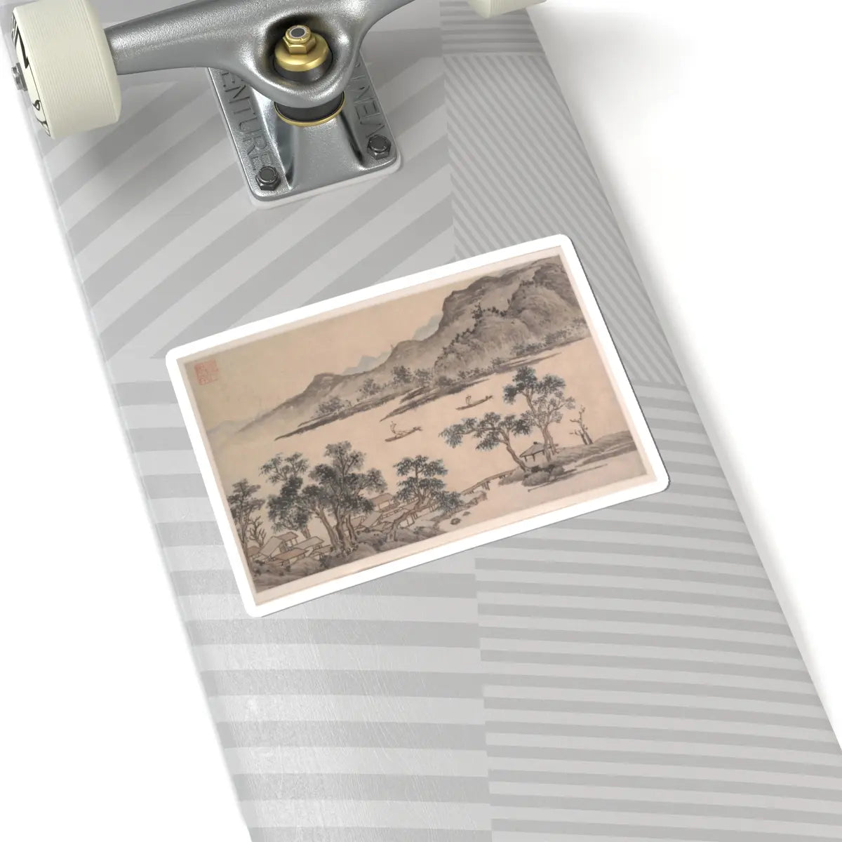 Shen Zhou - Landscape with Sailboats - unknown - STICKER Vinyl Kiss-Cut Decal