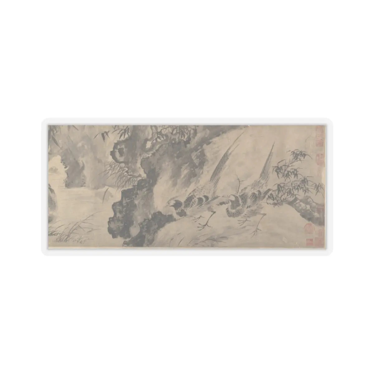 Shen Zhou - Marsh Scene with Birds - unknown v1 - STICKER Vinyl Kiss-Cut Decal