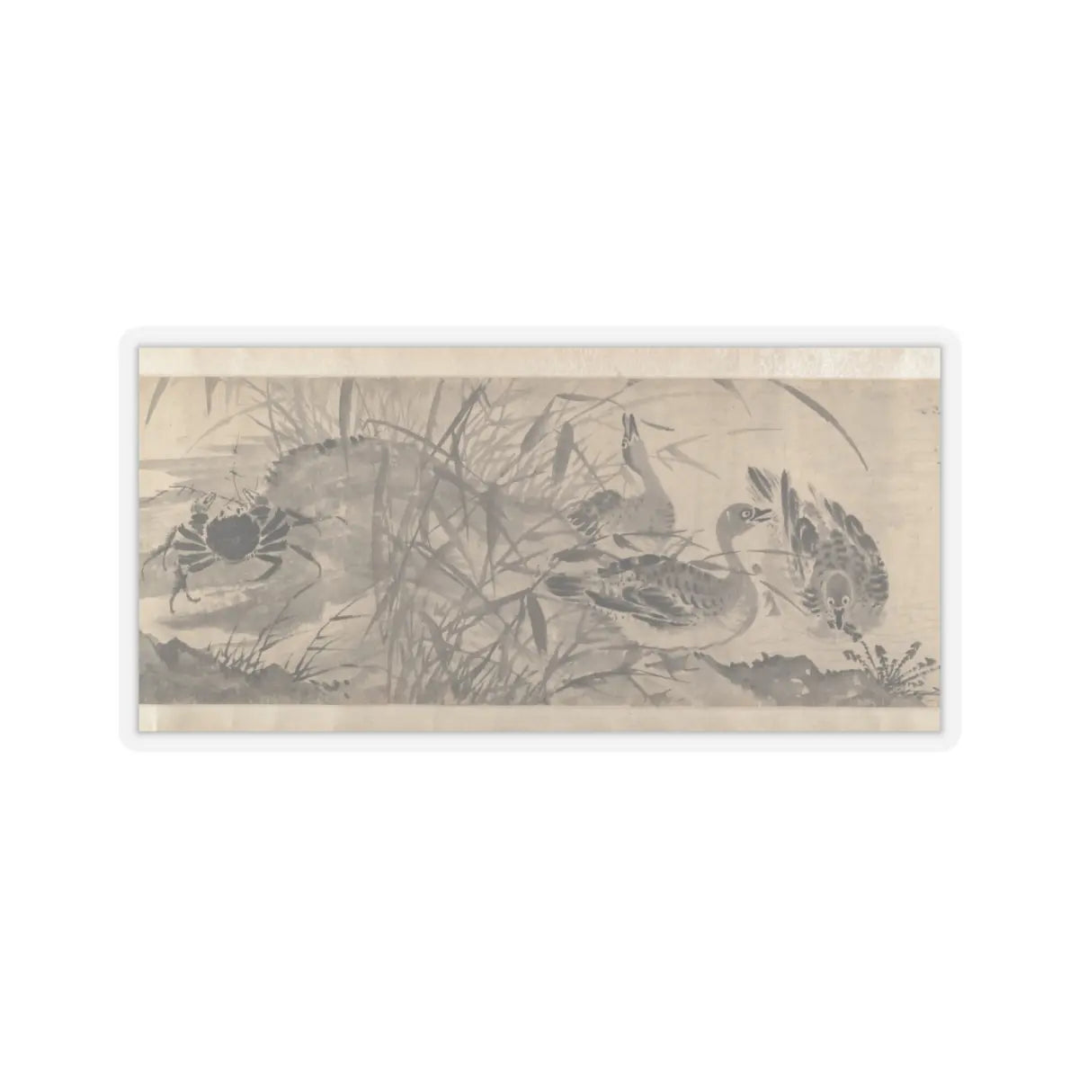 Shen Zhou - Marsh Scene with Birds - unknown v10 - STICKER Vinyl Kiss-Cut Decal