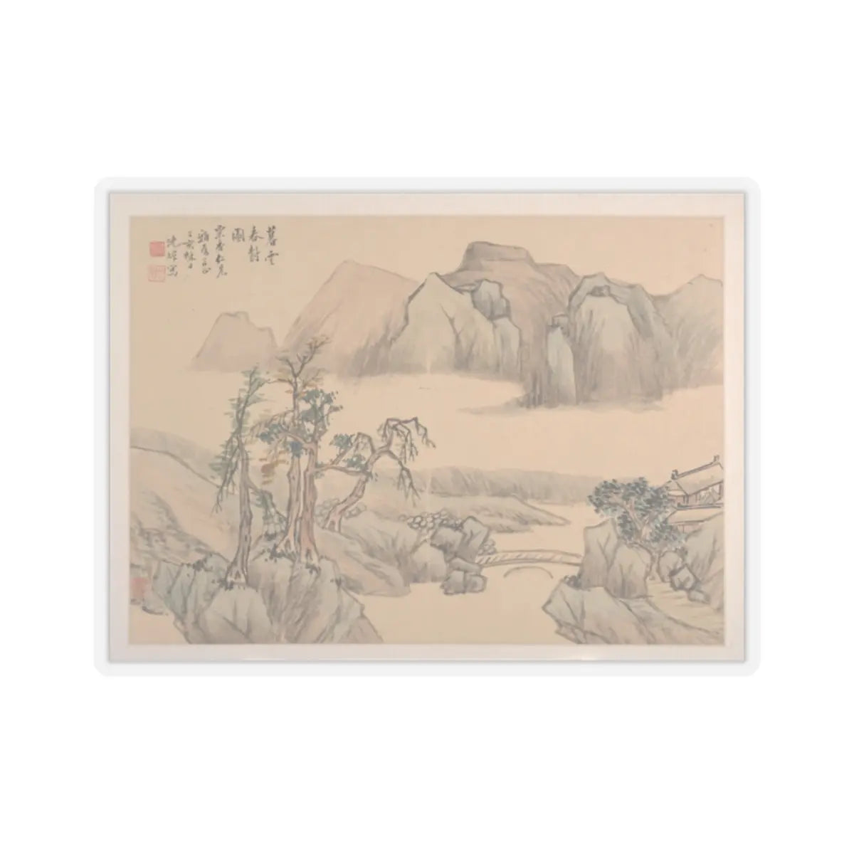 Shen Zhuo - Landscape - dated 1827 v1 - STICKER Vinyl Kiss-Cut Decal