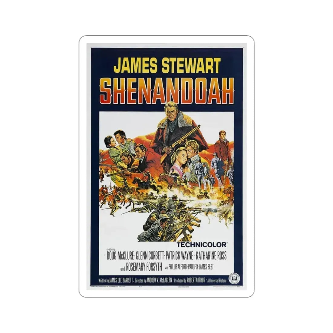 Shenandoah 1965 Movie Poster STICKER Vinyl Die-Cut Decal 3 Inch - The Sticker Space