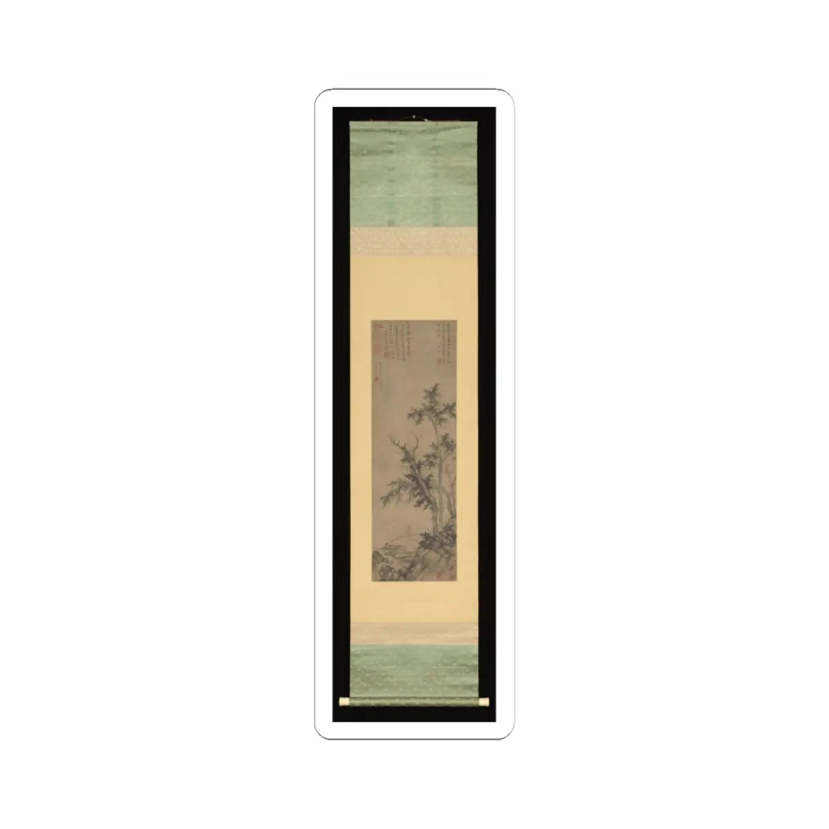 Sheng Mao - Recluse Fishing by Autumn Trees - dated 1350 v2 - STICKER Vinyl Kiss-Cut Decal
