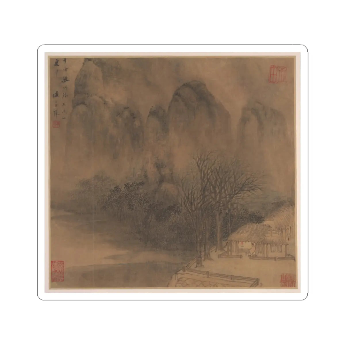 Sheng Maoye - Landscapes after Tang-dynasty poems - mid-17th century v2 - STICKER Vinyl Kiss-Cut Decal