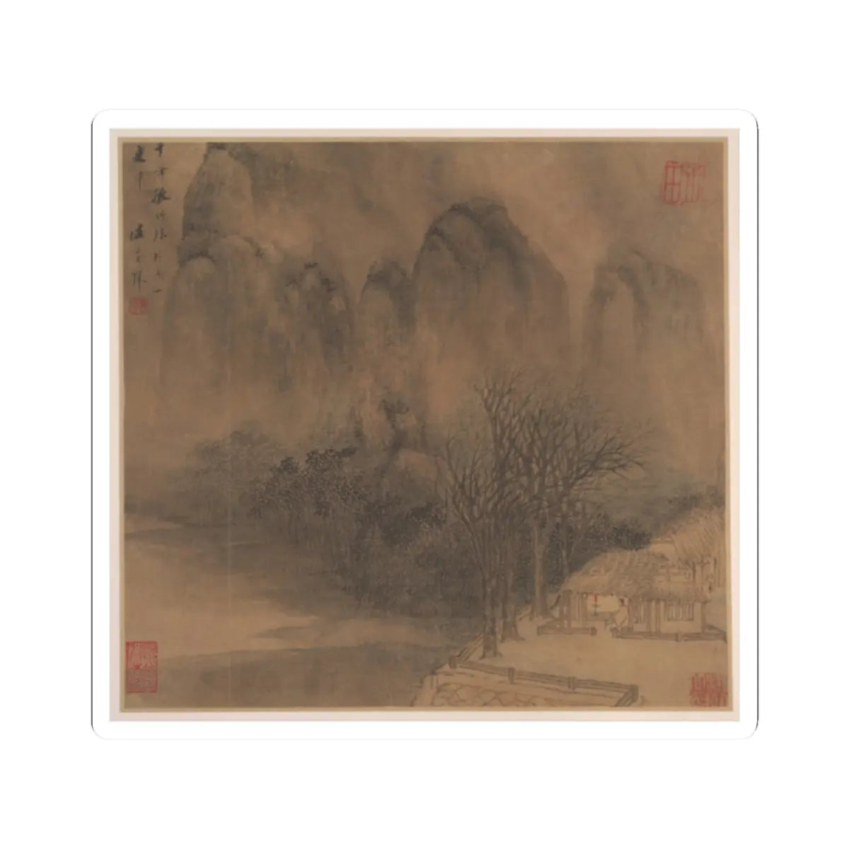 Sheng Maoye - Landscapes after Tang-dynasty poems - mid-17th century v2 - STICKER Vinyl Kiss-Cut Decal