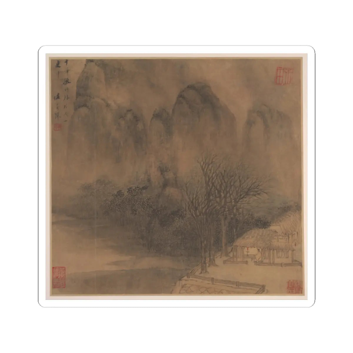 Sheng Maoye - Landscapes after Tang-dynasty poems - mid-17th century v2 - STICKER Vinyl Kiss-Cut Decal