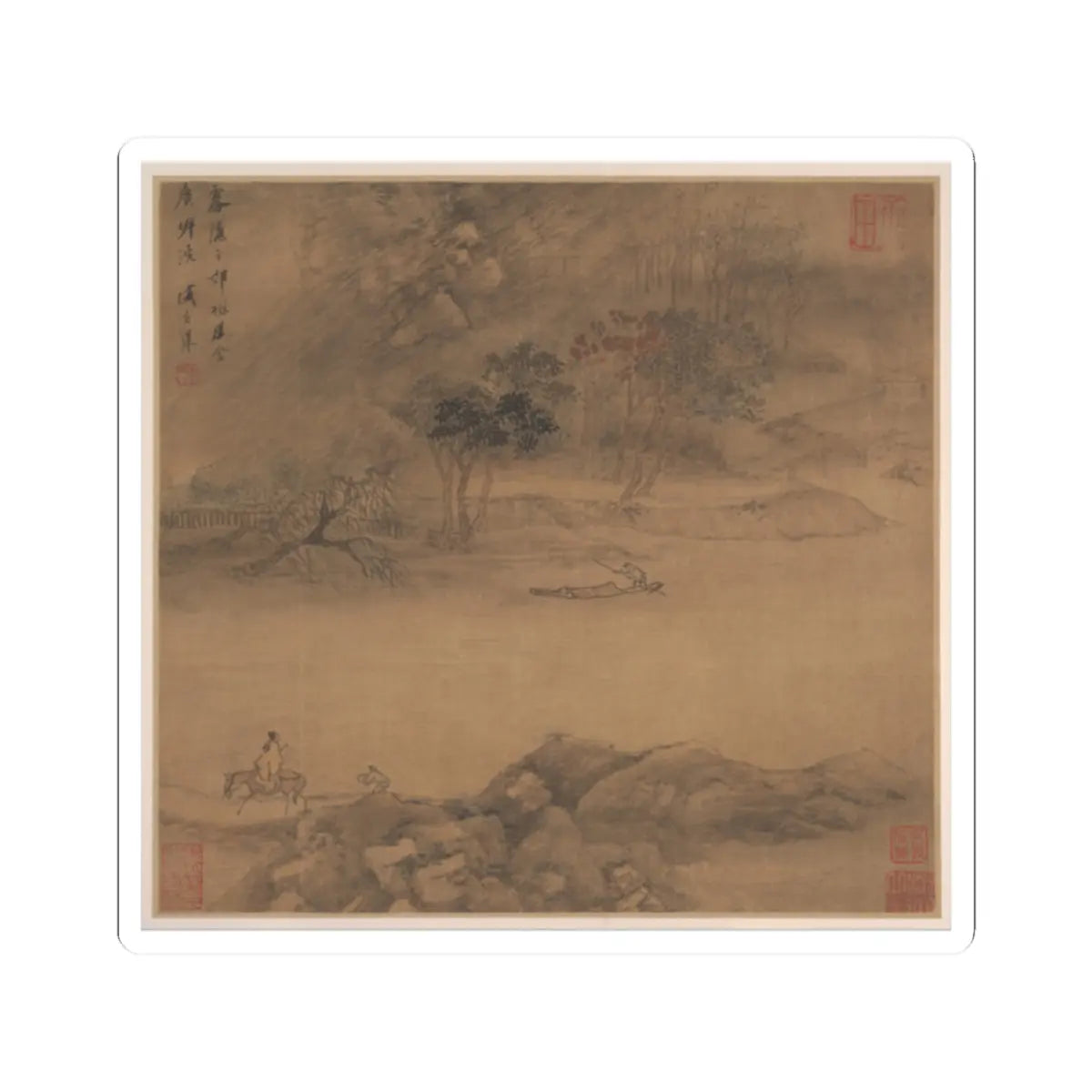 Sheng Maoye - Landscapes after Tang-dynasty poems - mid-17th century v5 - STICKER Vinyl Kiss-Cut Decal