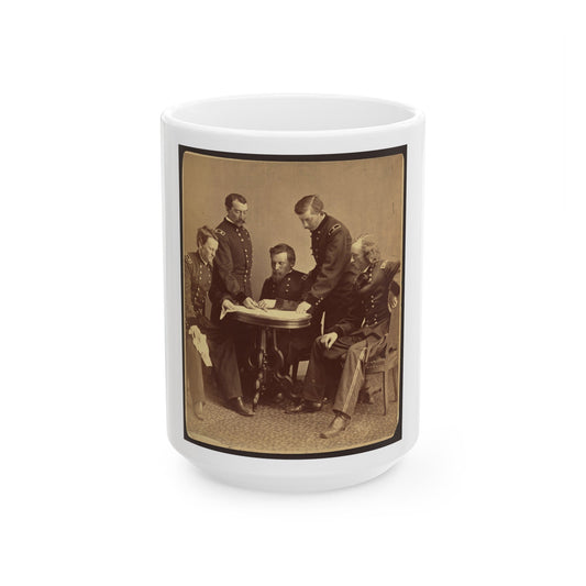 Sheridan And His Generals (U.S. Civil War) White Coffee Mug-15oz-The Sticker Space