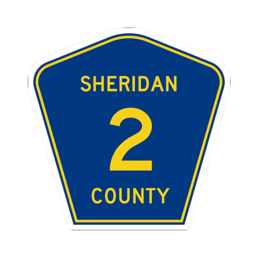 Sheridan County Route 2 WY (Wyoming) (Road Sign) STICKER Vinyl Kiss-Cut Decal 2 Inch White - The Sticker Space