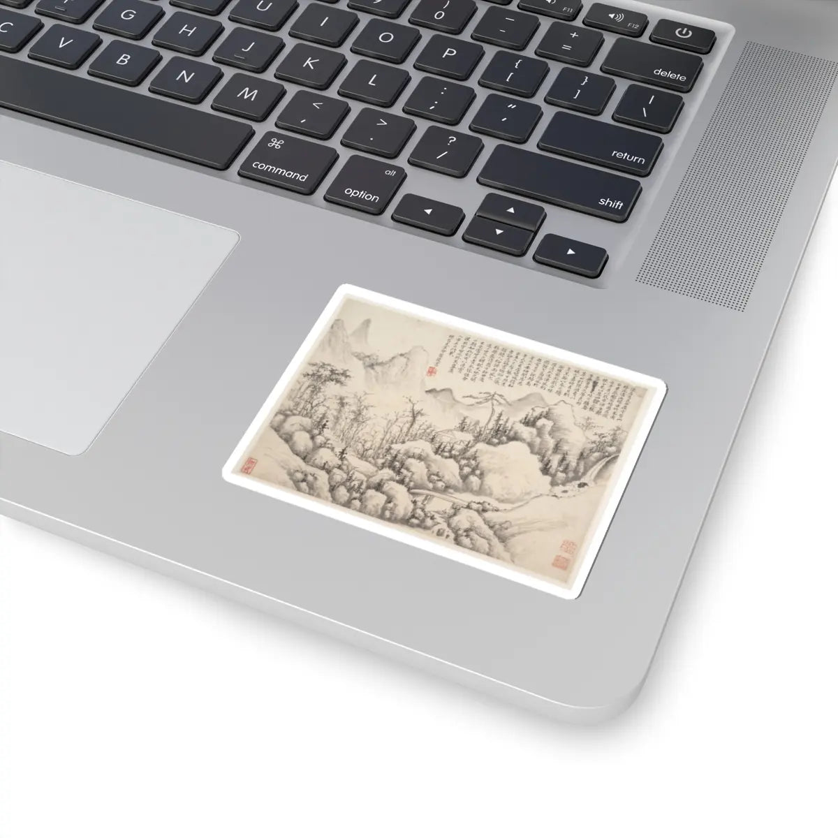 Shi Lin - Mountain Retreat, leaf from Album for Zhou Lianggong - datable to 1654–55 - STICKER Vinyl Kiss-Cut Decal