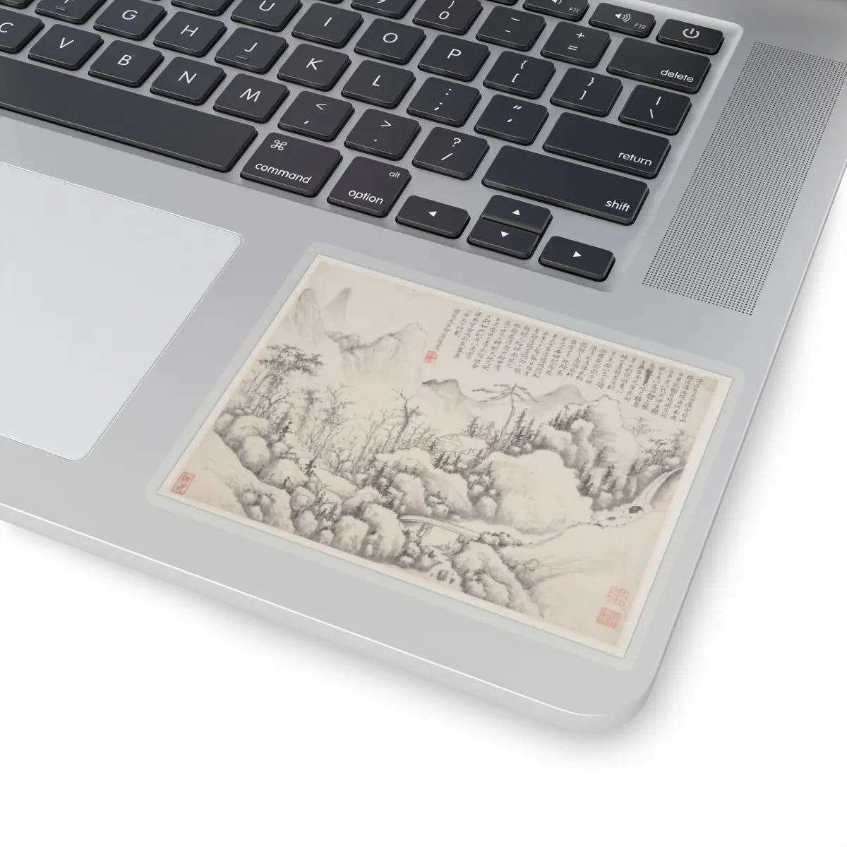 Shi Lin - Mountain Retreat, leaf from Album for Zhou Lianggong - datable to 1654–55 - STICKER Vinyl Kiss-Cut Decal