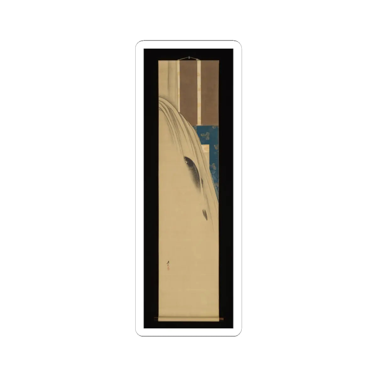 Shibata Zeshin - A Carp Ascending a Waterfall - 19th century v2 - STICKER Vinyl Kiss-Cut Decal