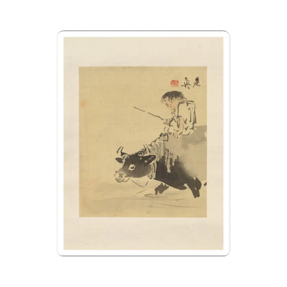 Shibata Zeshin - Boy on Ox - 19th century v1 - STICKER Vinyl Kiss-Cut Decal