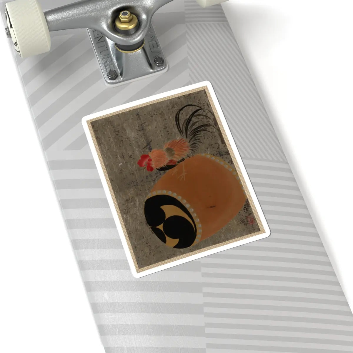 Shibata Zeshin - Cock on Drum - 1882 - STICKER Vinyl Kiss-Cut Decal
