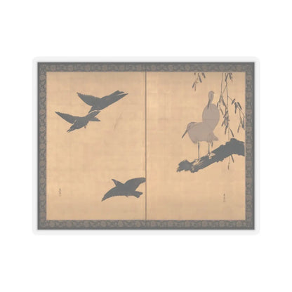 Shibata Zeshin - Egrets and Crows - late 19th century v1 - STICKER Vinyl Kiss-Cut Decal